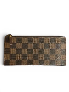 Louis Vuitton Damier Ebene Leather Slim Zippered Pouch Insert